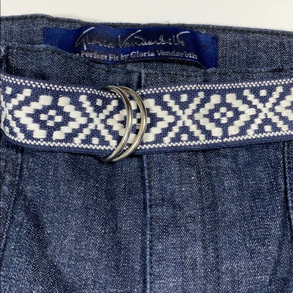 Gloria Vanderbilt SZ 8 Belted Blue Denim Jeans Capri New. D22 - Picture 4 of 12